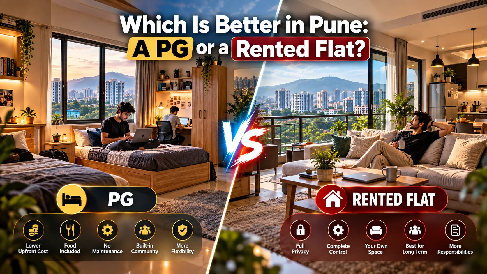PG vs rented flat in Pune comparison